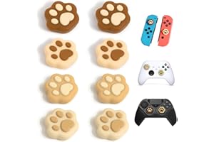 KSJEHW Lot de 8 Capuchons de poignée en Forme de Patte de Chat, Coque de Manette en Silicone Souple Compatible avec Nintendo Switch/OLED/Switch Lite (Thé au Lait Marron)