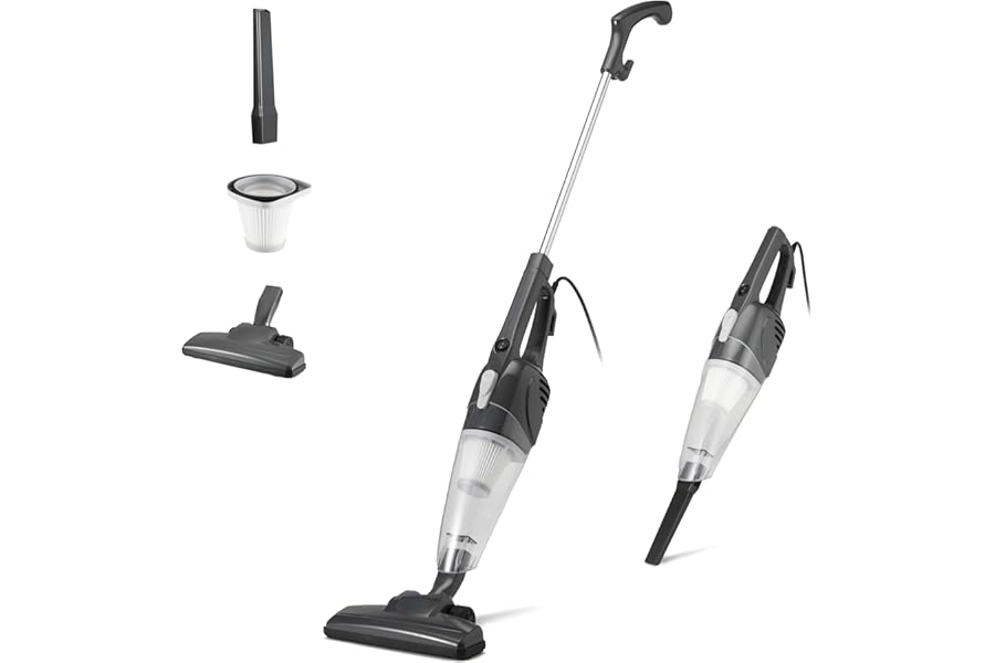 Amazon Basics Electric Broom with Wire, Multifunction 2-in-1, ECO Motor, Replaceable Filter, Ultra Light, Black