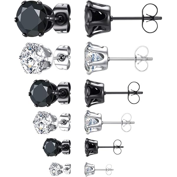 Cupimatch 7mm-14mm Orecchini Cerchio Rotondi Acciaio Inossidabile ipoallergenico Lucidi Uomo Donna(4 Paia) Argento