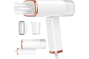 MOSSOKO Handheld Iron Travel Clothes Steamer - Portable Steam Iron 20s Fast Heat-up Wrinkle Release Fabric Spray with Brush Measure Cup Detachable Water Tank Lightweight Garment Steamer for Trave Home Office