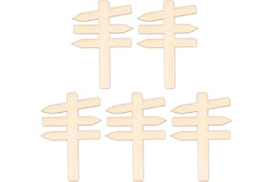 DURONGE 5 Stück Miniatur Wegweiser Holz, Miniatur Garten Wegweiser, 7 x 4.6 cm Miniatur Garten Wegweiser Schild, Miniatur Wichtel Zubehör für Miniaturgärten, Zwergenhäuser und Puppenhäuser