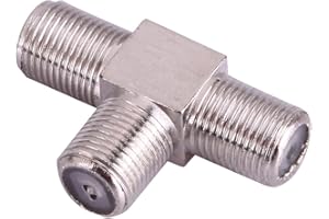 Movoja TV-Splitter/SAT-Verteiler [ 2-Fach T-Adapter für Satelliten-Anlagen für den Frequenz-Bereich 5-2400 MHz ] 2-Wege-Splitter für Fernseher| 3X IEC-Buchse / (TV Antenne weiblich Silber