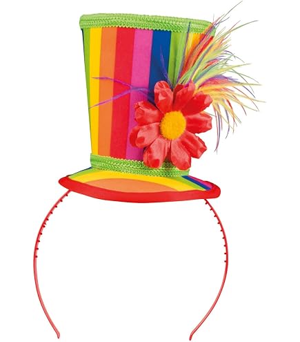 Minihut Clown Bunt Mit Clip | Karneval & Party-Accessoire | Aus 100% Polyester | Zum Befestigen An Haaren Oder Kostümen