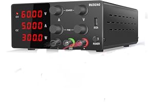 RUZIZAO Bench Power Supply Variable: 60V 5A Adjustable Switching Regulated High Precision 4-Digits LED Display 5V/2A USB Port Test Lead Output & Input Power Cord Bench Lab DC Power Supply