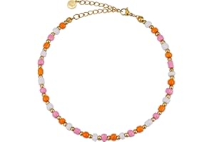 GD GOOD.designs EST. 2015 Cavigliere da donna con perle di giada 4 mm - Impermeabile - Cavigliera in pietra naturale colorata con chiusura regolabile in oro 18 carati