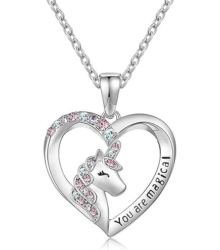 Collana Unicorno Con Pendente A Cuore - Gioiello Per Donne, Teen Girl E Bambini, Regalo Magico - Foto 8