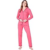 Womens Pyjamas Set - Classic Button Down Nightwear Long Sleeve & Bottoms PJs Cosy Cotton Lounge Wear S-XL - Sleepwear Gifts f