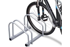 Tubiaz Supporto per Bicicletta per 2 biciclette, Montaggio a pavimento o a parete, adatto per biciclette da 35-55 cm, con Materiale di Montaggio Incluso, Salvaspazio, Argento