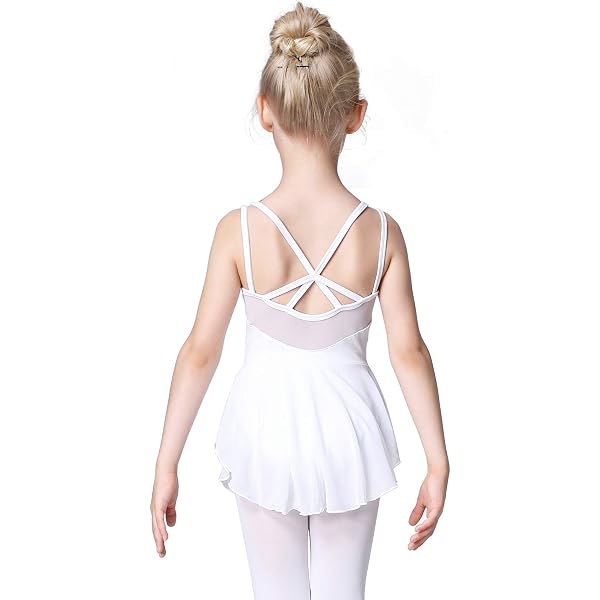 HIPPOSEUS Fille Justaucorps de Ballet Danse Manche Courte Classique Gymnastique Leotards Bodysuit Costume Dancewear, AM0019DX-Blanc, 6-8 ans