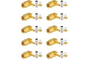 Vecys 10 PCS SMA-kontakter SMA Hane Rätvinklig Crimp Kontakt