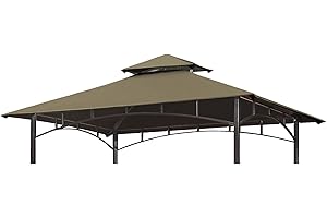 Eurmax USA High Performance Grill Gazebo Canopy Replacement Cover 5x8 BBQ Gazebo Shelter Top（Cocoa