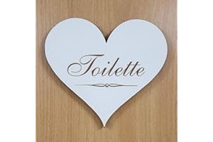 DEKOLANDO Placa decorativa de madera con forma de corazón, 13 x 12 cm, autoadhesiva, para inodoro