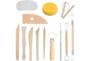 Longivia® 13 Piezas Herramientas Arcilla Secado al Aire en Madera de Haya - Palillos de Modelar Arcilla Polimerica o Sculpd – Kit Engobes para Ceramica Fria - Barro para Modelar