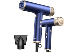 YAPOY Professioneller Haartrockner 1500 W mit Bürstenlosem Motor mit 110.000 U/min für Schnelles Trocknen, 200 Millionen Negativ Ionen Föhn mit Geräuscharmer, Thermokontrolle – Blau
