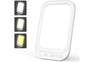 Beedove Tageslichtlampe, 10000 Lux Lichttherapielampe mit 4 Timern & 3 Lichtfarben, 5 Helligkeitsstufen Sonnenlicht Lampe mit Memory Funktion, 90° Halterung Tageslichtlampe Gegen Winter Depression