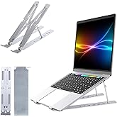 Adjustable laptop stand, portable aluminium laptop riser laptop holder for desk, foldable ventilated cooling computer support