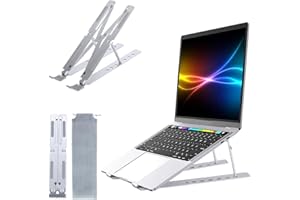 Adjustable laptop stand, portable aluminium laptop riser laptop holder for desk, foldable ventilated cooling computer support stand for apple macbook pro/air, hp, sony, dell, more 10-15.6''
