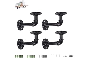 HOMGEN Industrial Pipe Shelf Brackets, 4Pcs Industrial Pipe Floating Shelf Brackets Scaffold Board Shelf Brackets Pipe Floating Shelf Brackets for Bookshelf Scaffolding Board (15 X 8 cm)