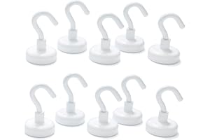 ‎HF HAJO - FIX MAGNET- | KLEBE- | SCHNEIDEPRODUKTE hf hajo - fix Magnet- | Klebe- | Schneideprodukte Neodym-Magnethaken, 25mm, weiß, 10 Stück – Magnethaken extra stark haftend für schwere Gegenstände - Werbeschilder, Warnschilder