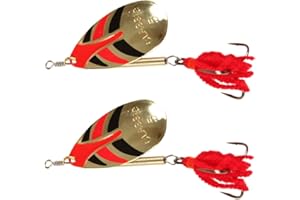 FISHZONE - Pack of 2 Quality VAPATAIL GOLD Classic Design Predator Spinners with Trebles & Tail (Multiple Blade Sizes 1 2 3 4 5 6) Pike Perch Trout