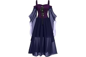 AMhomely Halloween Dress for Women Clearance, Medieval Evening Party Prom Cocktail Swing Dress Vintage Elegant A-line Dress Gothic Dress Victorian Dresses Plus Size UK