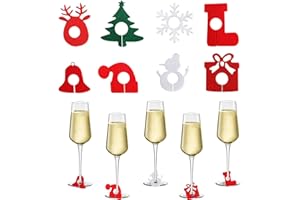 Anguxer 40 PCS Charms per Bicchieri da Vino di Natale, Segnabicchieri Natale riutilizzabili, Pennarelli per bicchieri da vino di Natale, per bicchieri di vino, decorazione natalizia per bar
