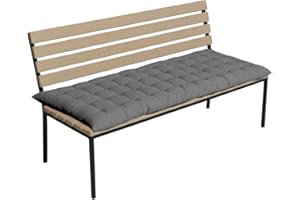 Sapphire Collection Bench Cushion Tufted Seat Pad – Thick 5cm Hollowfibre Filling – Comfortable Cotton Bench Pad for Garden Swing, Patio Sofa, Bay Window & Indoor Furniture (Grey, 100x40x5 cm)
