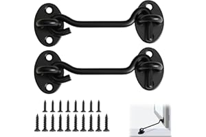 SRLWMYI Gancio Anti-tempesta Robusto e di Alta Aualità con Occhiello, per Chiavistello per Porta in Legno Persiane Fienili Ferma Finestra Cancelli da Giardino e Molto Altro, Set Completo con Viti di Montaggio