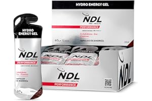 NDL Pro-Health Hydro energy gel - Gel energético deportivo con carbohidratos y sales minerales, bajo en azúcar, aporte energético inmediato, apertura fácil, sin cafeína, sabor cola, Pack 12-720g