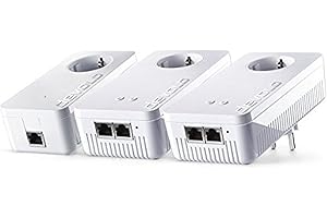 devolo dLAN 1200+ WiFi AC Powerline Network Kit (1200 Mbit/s WLAN ac, WLAN Amplifier, 2x LAN Ports, 3x Powerlan Adaptors, Ideal for Online Gaming and HD Streaming, Powerline WLAN, WiFi Move) White
