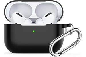 Custodia per AirPods Pro,Watruer Soft Silicone Skin Cover Custodia protettiva antiurto con portachiavi per Apple Airpods Pro 2019 (LED anteriore visibile) - Nero