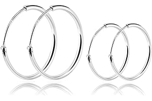 SOSMAR Genuine 925 Sterling Silver Endless Hoop Earrings with Gift Box for Women Girls Round Silver Earrings 14 20/30/40/50/60mm