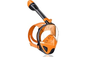 JRing Snorkeling Mask with Side Breathing System, 180° Panoramic View Full Face Diving Mask Detachable Action Camera Mount iwith Anti-Fog and Anti-Leak Snorkel Mask