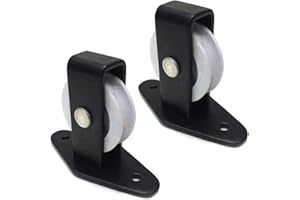 WHL 2x Strong Metal Upright Plate Pulley, 72mm x 35mm, 32mm Diameter, 8mm Width, Black