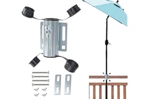 ROSYLEVE Uchwyt na parasol przeciwsłoneczny, na balkon, prostokątny, z zaciskiem, stabilny uchwyt na parasol balkonowy, regulowany uchwyt balkonowy na parasol przeciwsłoneczny balkon