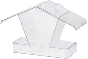 dobar 11503 fönster fågelmatare – foderstation av plast – foderdispenser för vilda fåglar med sugkoppar – foderpelare för fönster – foderhus med foderbricka – 24 x 9,6 x 15 cm –