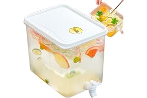 ORTUH 10L Drink Dispensers with Tap, Plastik Fridge Water Dispenser with Spigot, Record Storage Date, Cold Drink Container Juice Beverage Dispenser for Drink, Juice, Iced Tea, Lemonad