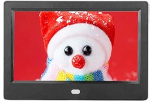 7 Pouces Cadre Photo Numérique, 1024 x 600 HD Cadre Photo Numérique avec Fonction de Réveil MP3 / Lecteur de 4 Films/Calendrier, LED Cadre Photo Numérique, Meilleur Cadeau