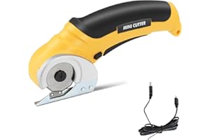 HISUEKIG Ciseaux Electrique Tissu Couture, Coupe Carton, Cutter Rotatif En Acier Sk5 avec Batterie Intégrée, Couper Tranchantes pour Tapis, Élagage, Plastique, Carton, Cuir, Vert