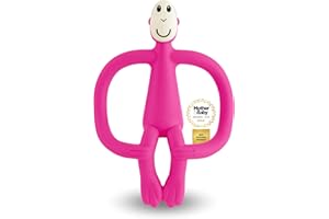 Matchstick Monkey - Beißring Affe Original - Baby Zahnungshilfe - weiche Noppen massieren wundes Zahnfleisch - Silikon BPA-frei - Greifling für Zahnen - ab 3 Monaten - pink