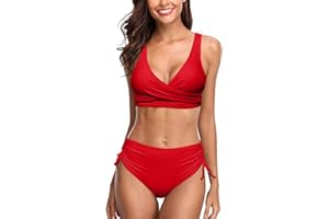 heekpek Bikinis Mujer Push Up Bikinis Cintura Alta Conjunto Bikini Mujer Cruz hacia Atrás Cordones Top de Bikini con Shorts de Baño Traje de Baño Mujer Dos Piezas