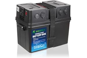 HiXiMi Scatola per batterie da 12 V, portatile, multifunzione, per barca marina, camper, campeggio, viaggio, piombo, acido, AGM al litio LiFePO4, scatole di plastica (batteria non inclusa)