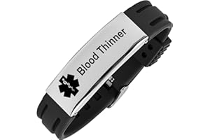 Aospkle Medical Alert Bracelet for Women Men, Medical Alert Silicone Adjustable Wristband for Diabetic Blood Thinner Epilepsy