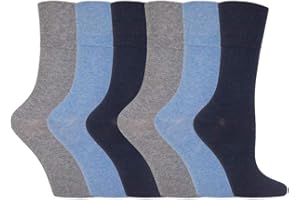 IOMI Footnurse - Ladies 6 Pair Multipack Non Elastic Diabetic Socks with Gentle Grip Wide Top 4-8