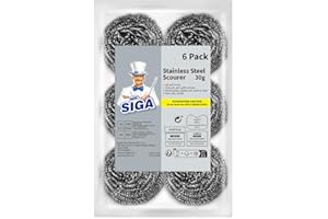 MR.SIGA - Estropajo de Acero Inoxidable, 6 Unidades, 30 g
