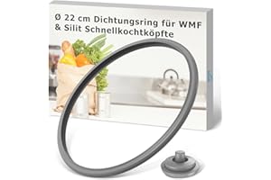 Ancable 22cm Schnellkochtopf Dichtungsring & Kochsignal Dichtung Set für WMF, Silikon Ersatzteile Kompatibel mit WMF & Silit 3L-8.5L Schnellkochtopf (6068559990 6093109502)