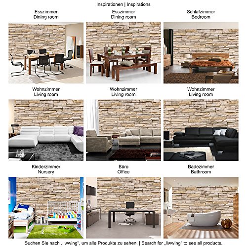 Vlies Fototapete 200×140 cm PREMIUM PLUS Wand Foto Tapete Wand Bild Vliestapete – ASIAN STONE WALL – BEIGE – Steintapete Wandbild Steinwand Steintapete Asia Stone Asien – no. 129 - 5