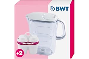 BWT Wasserfilter AQUAlizer 2,6l + 2 Magnesium Filterkartuschen. Wasserfilter Trinkwasser für Speisen & Getränke. Die Kanne filtert Kalk, Chlor, Blei & Kupfer. Tischwasserfilter Aktivkohle