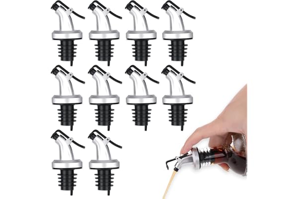 10-pack oljeflaska häll, olivolja pip sprit sprit drycker droppare läckagesäker flaskpropp dispenser med dammlock för sallad, sås, soja, vin, vinäger