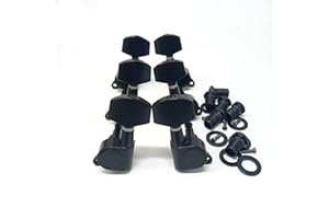 MEZOKUCEL Tuning Testa Meccaniche per Chitarra, 6PCS 3 Sinistra + 3 Destra Perno di Accordatura per Corde Chitarra Macchine Sintonizzatori per Chitarra Elettrica e Acustica(nero)